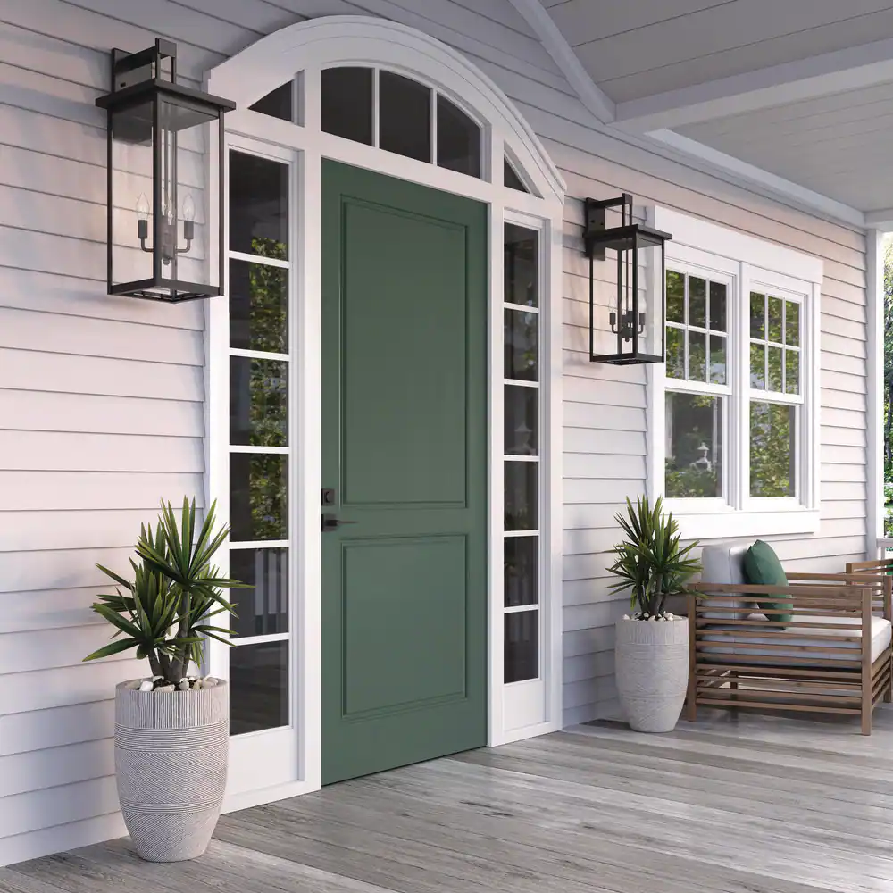 Millennium Lighting 27 in. 4-Light Powder Coat Black Outdoor Wall-Light Sconce with Clear Glass