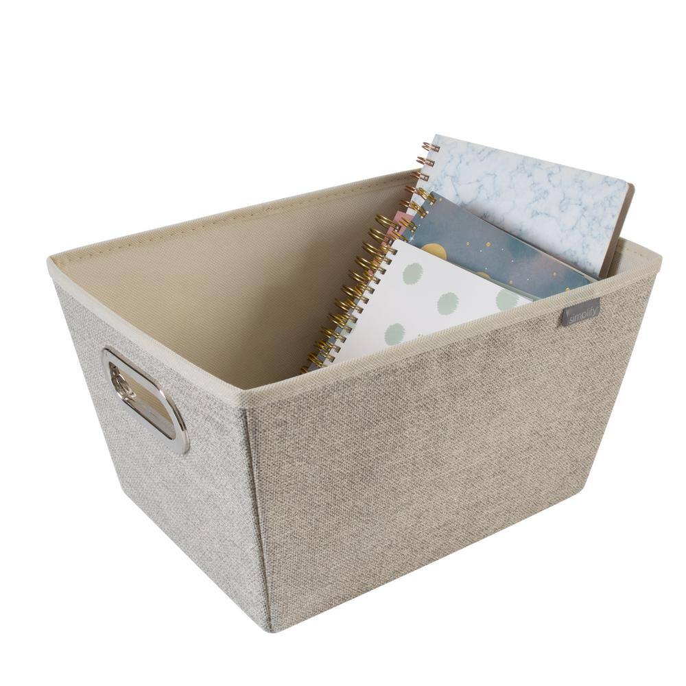 Simplify 7.48 in. H x 10.8 in. W x 12.99 in. D Beige Fabric Cube Storage Bin