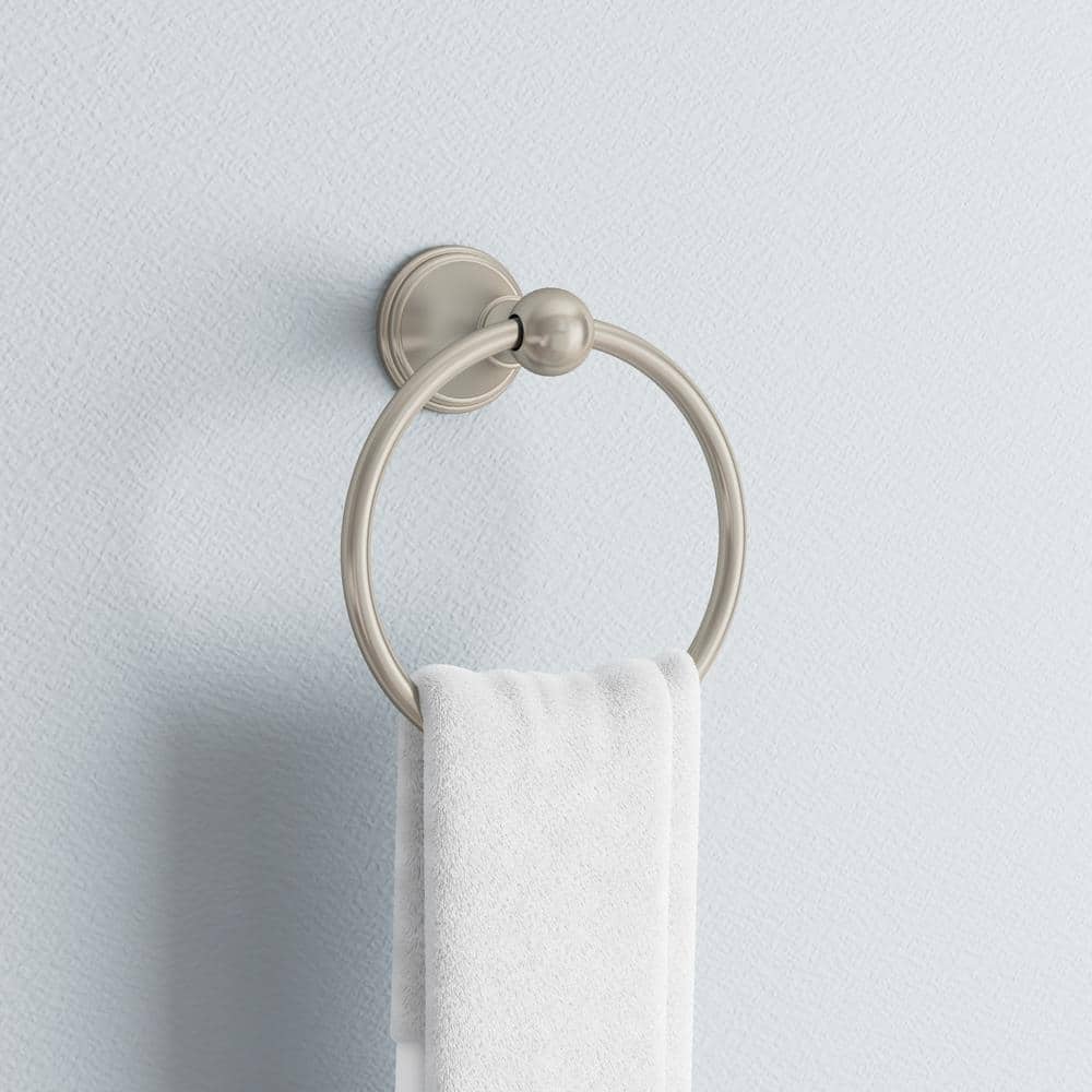 Delta Crestfield Wall Mount Round Closed Towel Ring Bath Hardware Accessory in Brushed Nickel