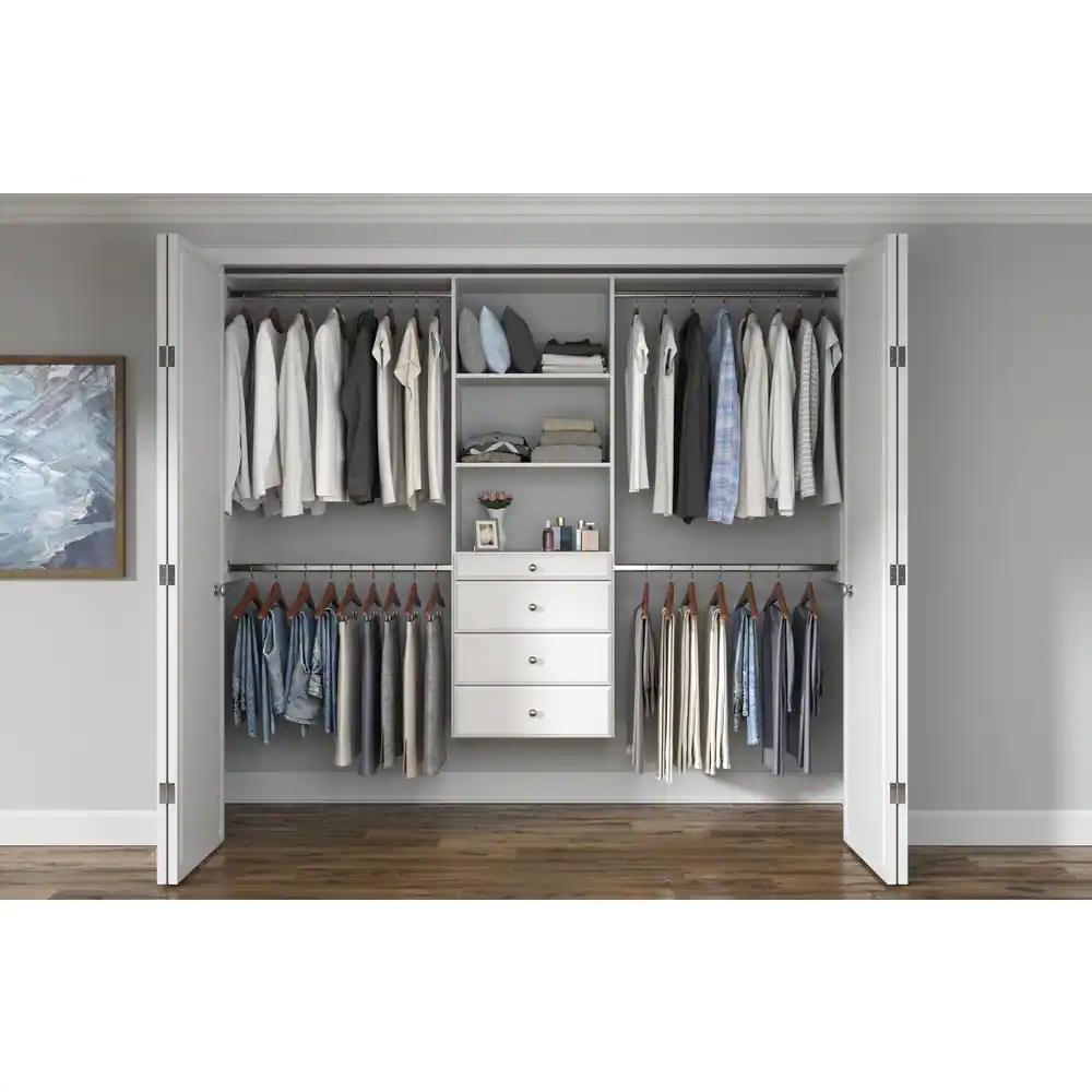 Closet Evolution Ultimate 60 in. W - 96 in. W Tower Wall Mount 6-Shelf Wood Closet System