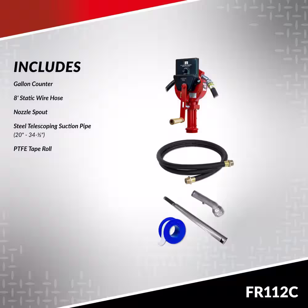 FILL-RITE Rotary Fuel Transfer Hand Pump with Standard Accessories and Counter
