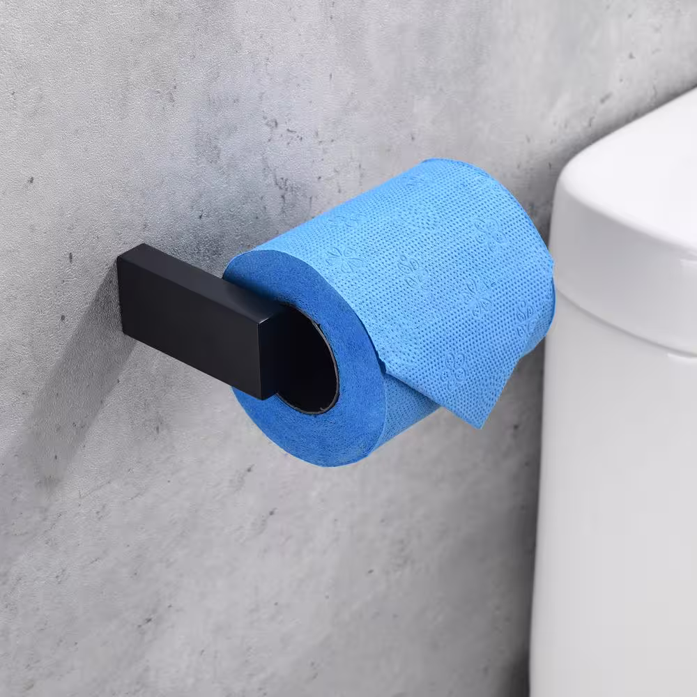 ruiling Wall Mounted Single Arm Toilet Paper Holder in Square with Matte Black