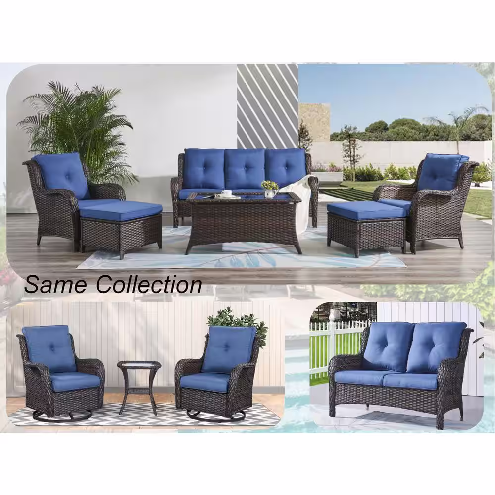 Gymojoy Carolina 4-Piece Wicker Patio Conversation Set with Gray Cushions