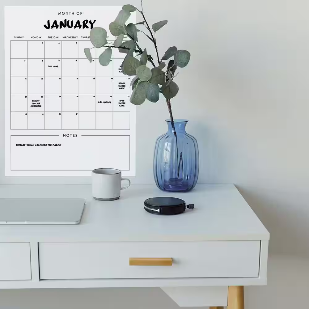 Tempaper Peel and Stick Dry Erase Monthly Calendar Wall Decal, White, (Covers 16 in. x 17 in.)