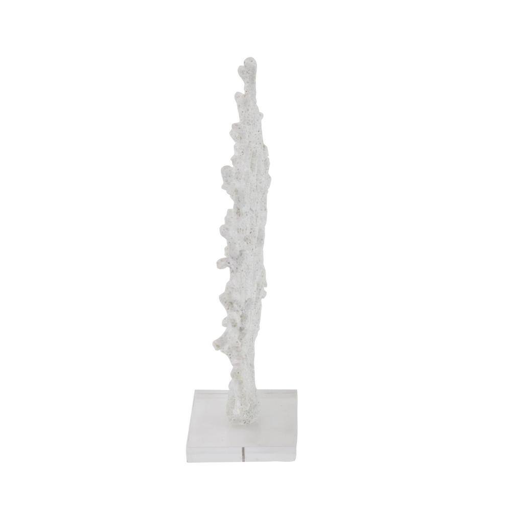 Litton Lane White Polystone Textured Porous Coral Sculpture with Acrylic Base