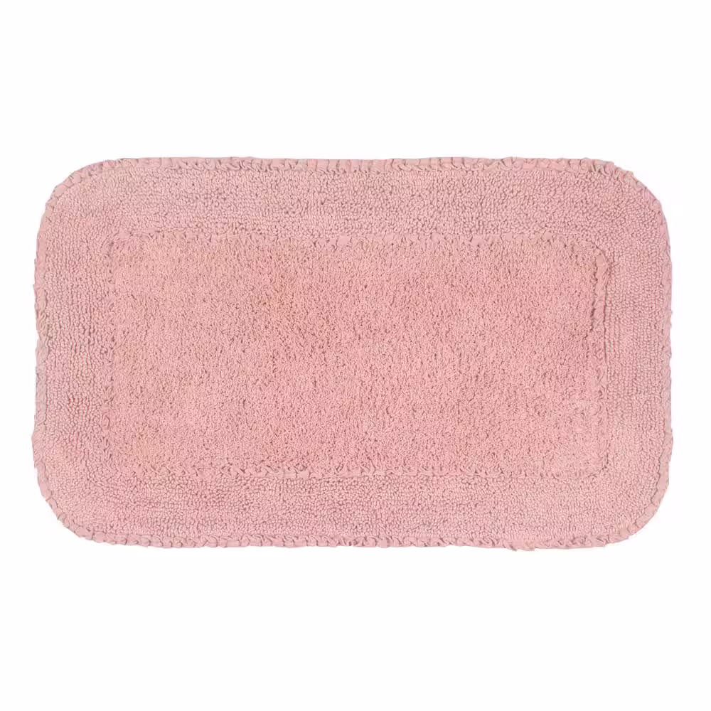 None Radiant Collection 21 in. x 34 in. Pink Cotton Bath Rug