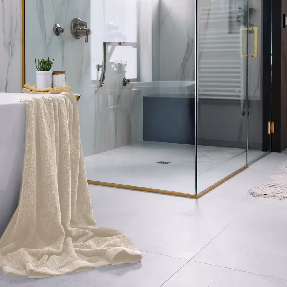 None Melange Viscose from Bamboo Cotton Bath Sheet - Sand