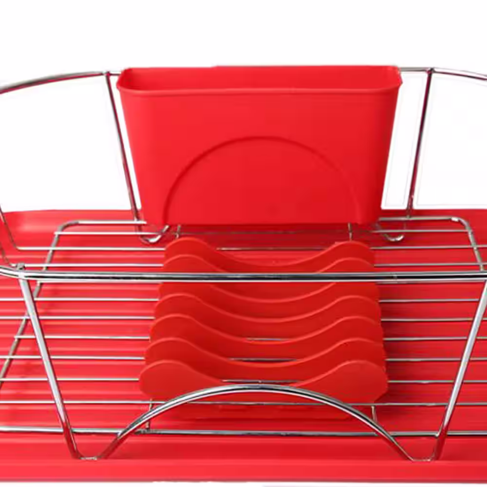 MegaChef 17 in. Dish Rack in Red