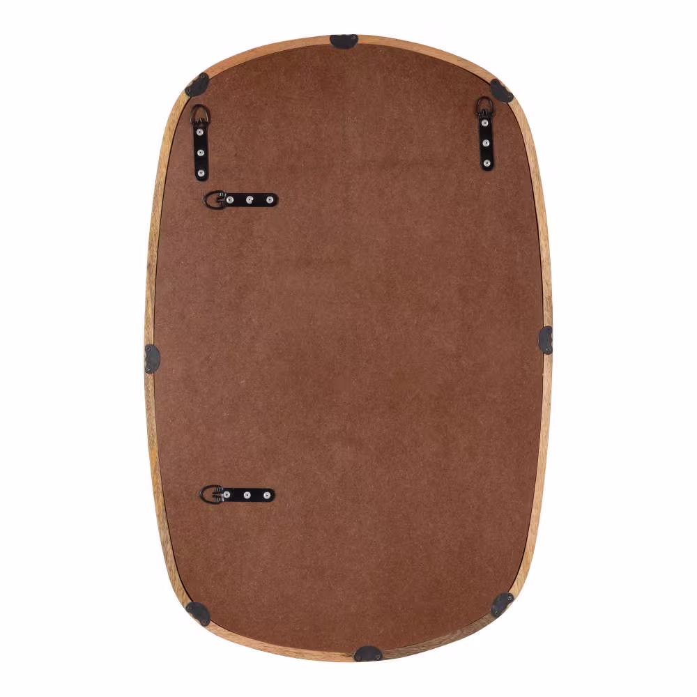 Kate and Laurel Prema 20.00 in. W x 30.00 in. H Natural Rectangle Mid-Century Framed Decorative Wall Mirror