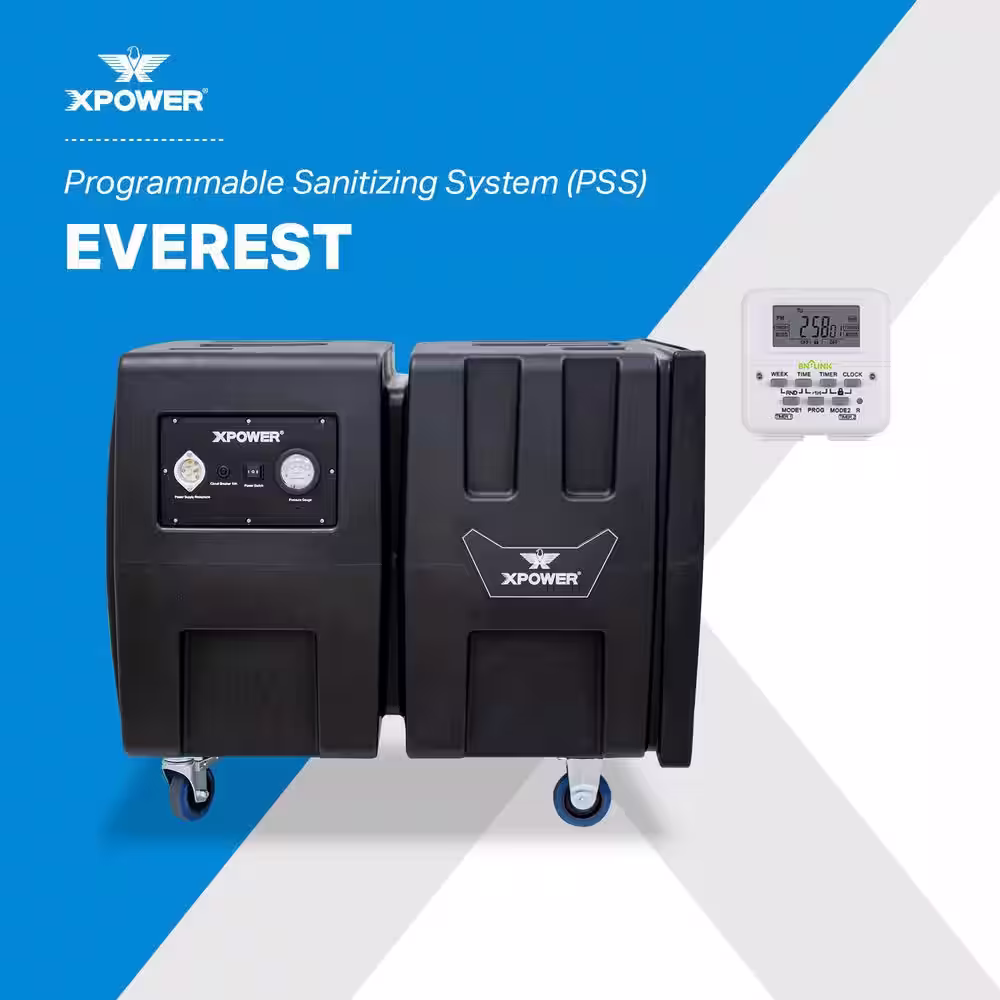 XPOWER PSS3 Everest Programmable Sanitizing System, Automatic Overnight Indoor Air Quality Solution, HEPA Air Purifier