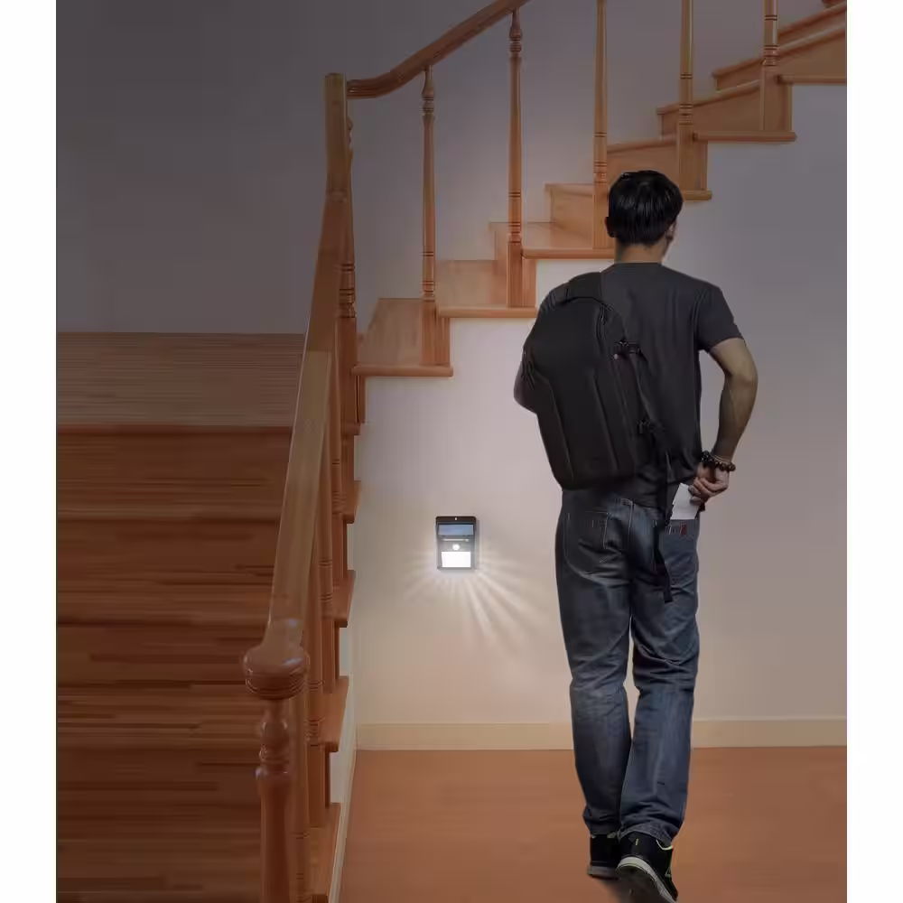 NATURE POWER 20-Light Black Motion Activated Outdoor Integrated LED Wall Pack Light (2-pack)