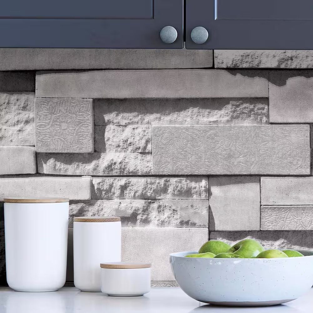 WallPops Grey Mineral Siding Faux Materials Adhesive Film (Set of 2)