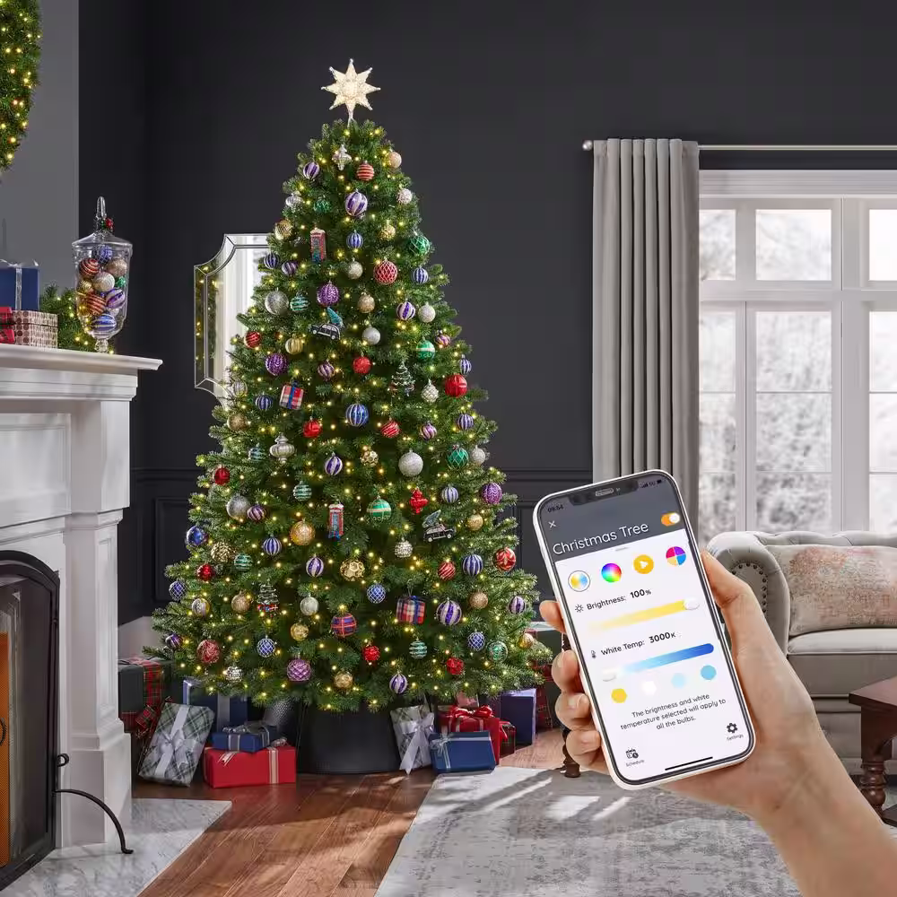 Home Decorators Collection 7.5 ft. Pre-Lit LED Waldorf Fir Artificial Christmas Tree Powered by Hubspace