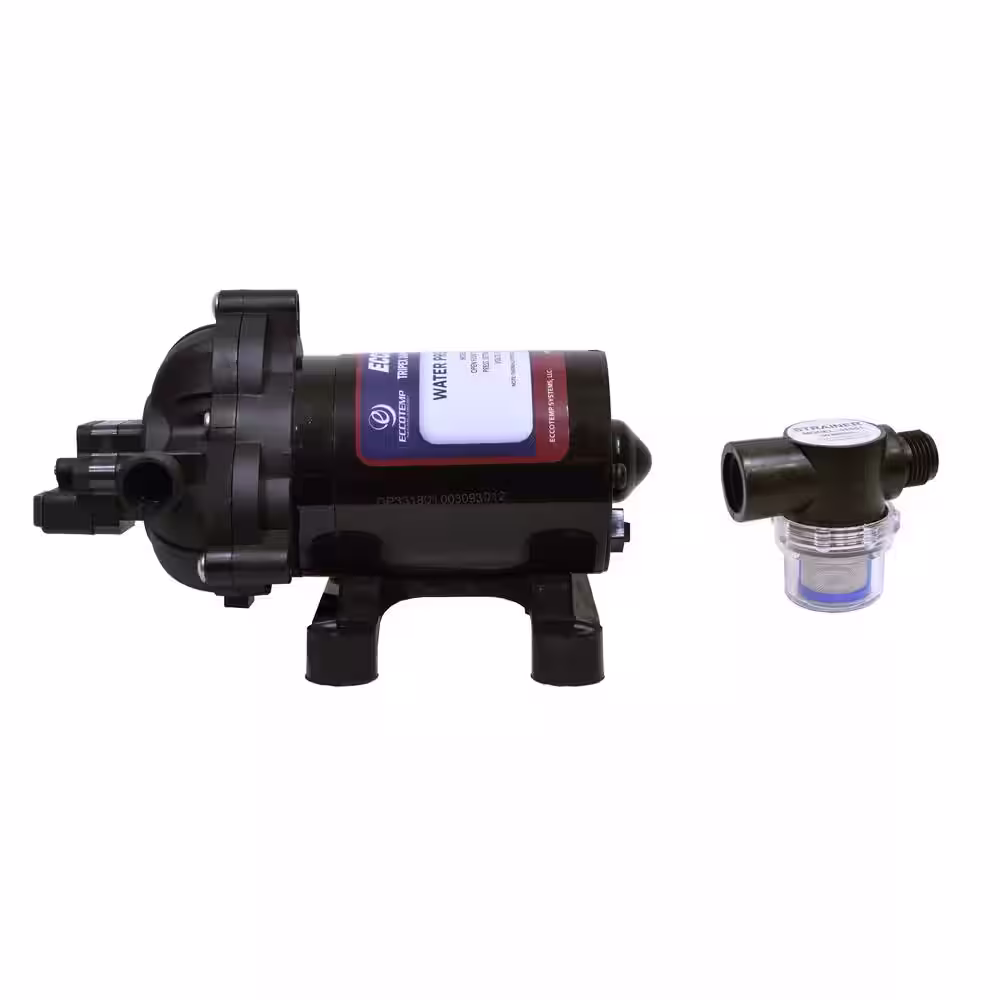 Eccotemp Eccoflo Diaphragm 12V 2.9 GPM 50 PSI Water Pump and Strainer