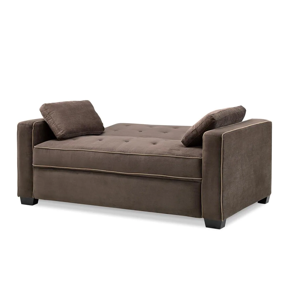 Serta Augustus 37.6 in. Java Polyester 3-Seater Convertible Tuxedo Sofa with Square Arms