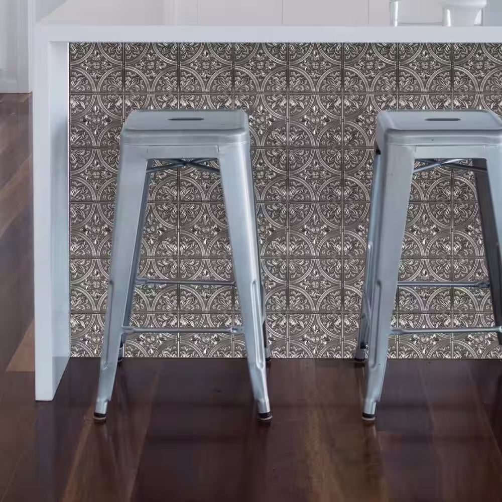 InHome Chelsea Silver Faux Metallic Tile Wall Decals