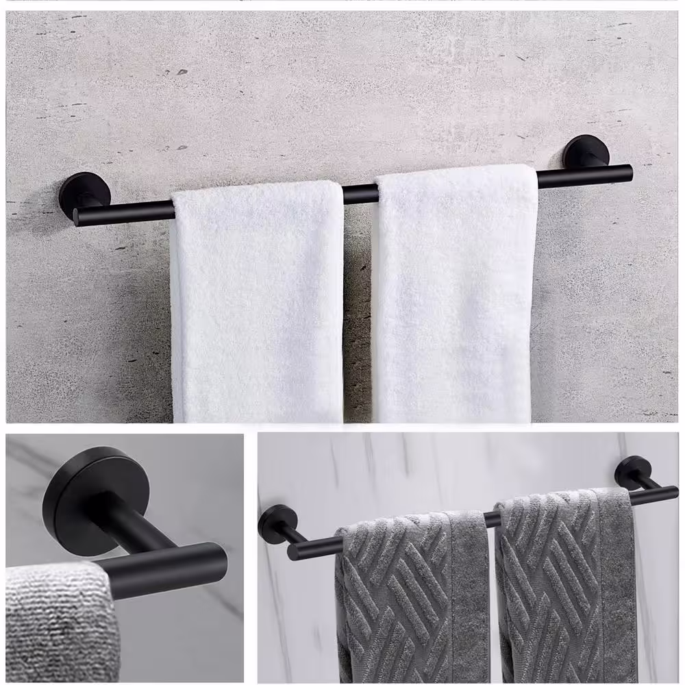 ruiling 24 in. Wall mount Towel Bar in Stainless Steel Matte Black