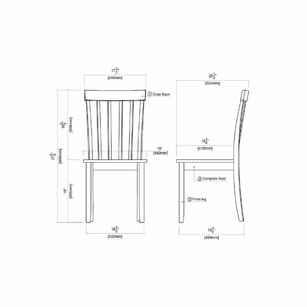 Boraam Bloomington Black and Cherry Wood Dining Chair (Set of 2)