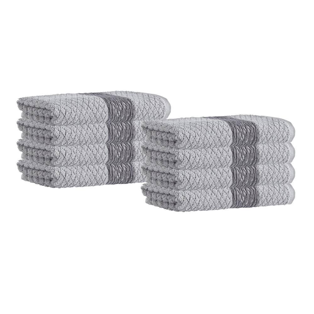 None Anton 8-Pieces Silver Turkish Cotton Hand Towels