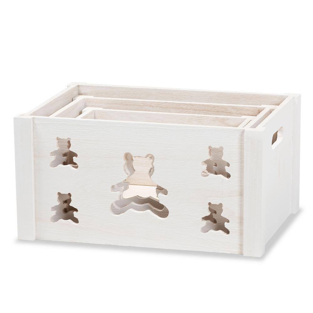 Baxton Studio Sagen White Wood Storage Crates (3-Pack)