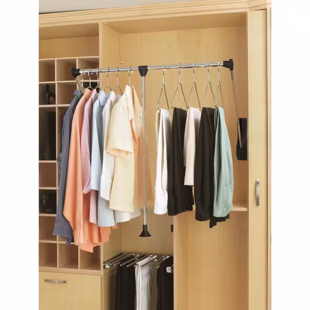 Rev-A-Shelf 26 in. to 35 in. Chrome Adjustable Pull Down Closet Rod