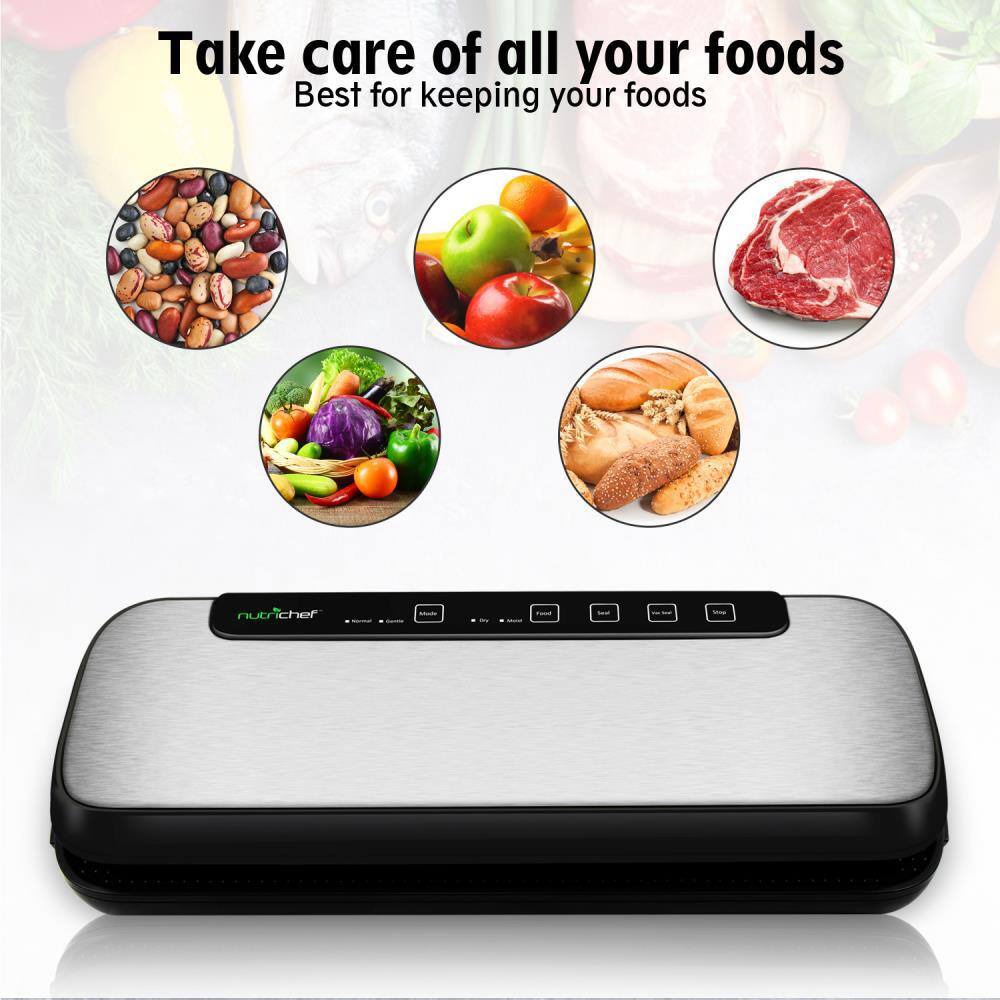 NutriChef Automatic Vacuum Sealer System - Electric Air Sealing Food Preserver with Stainless Steel Housing