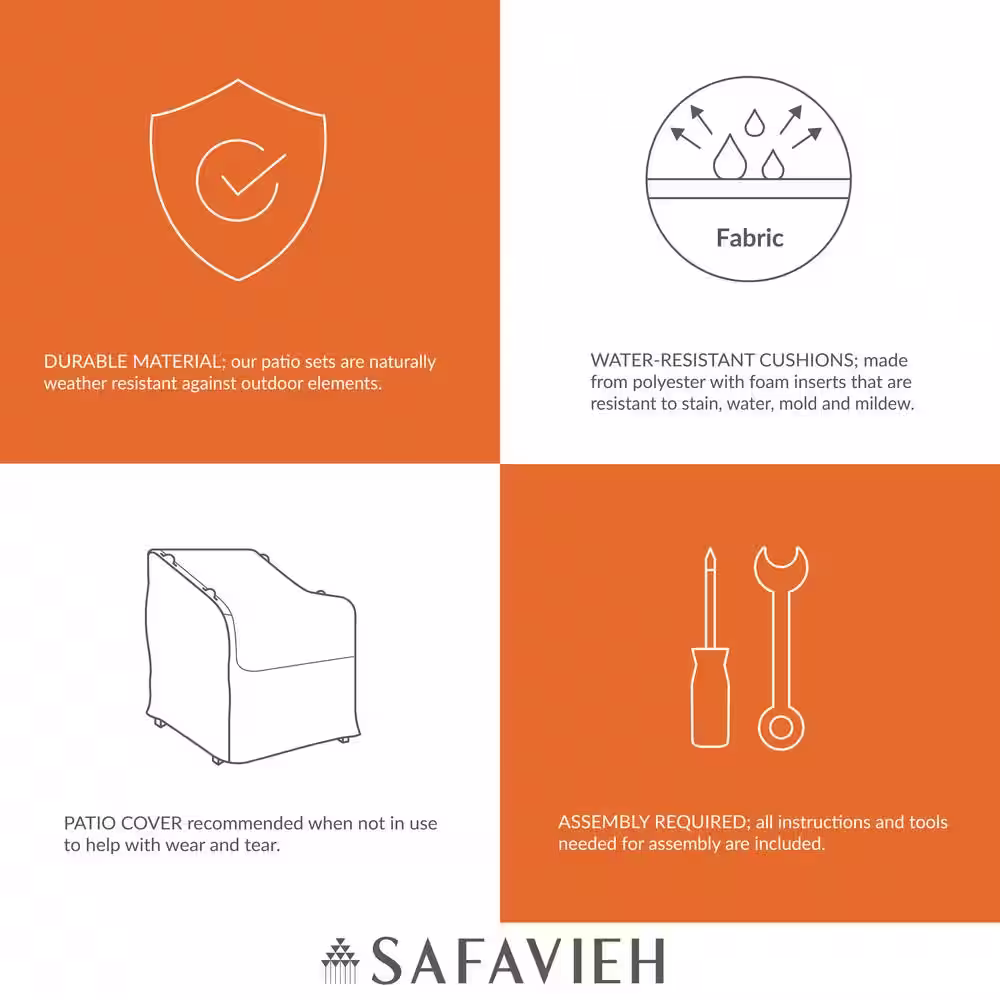 SAFAVIEH Sophie Antique White 4-Piece Iron Patio Conversation Set