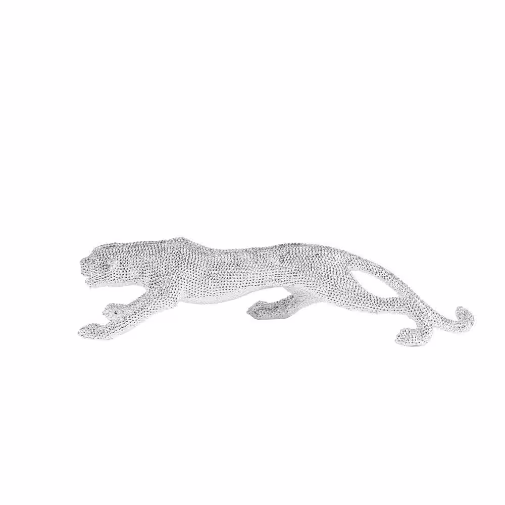 Litton Lane Silver Polystone Bejeweled Leopard Sculpture