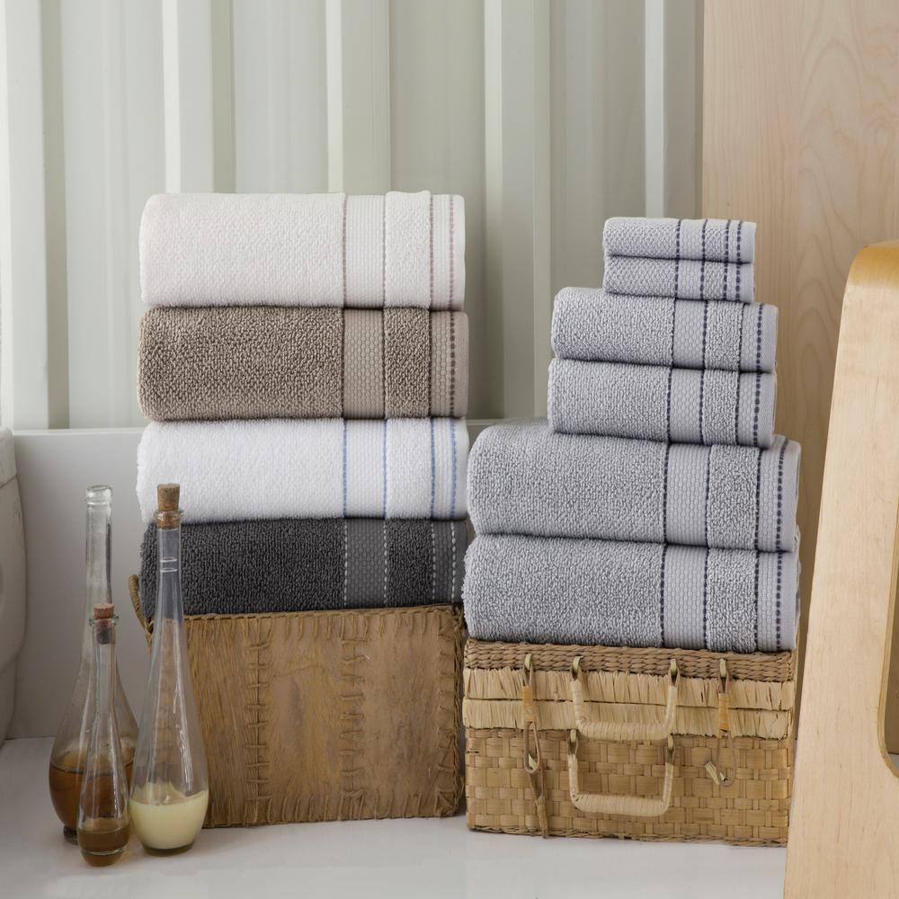 Enchante Home Monroe 8-Pieces White Turkish Cotton Wash Towels