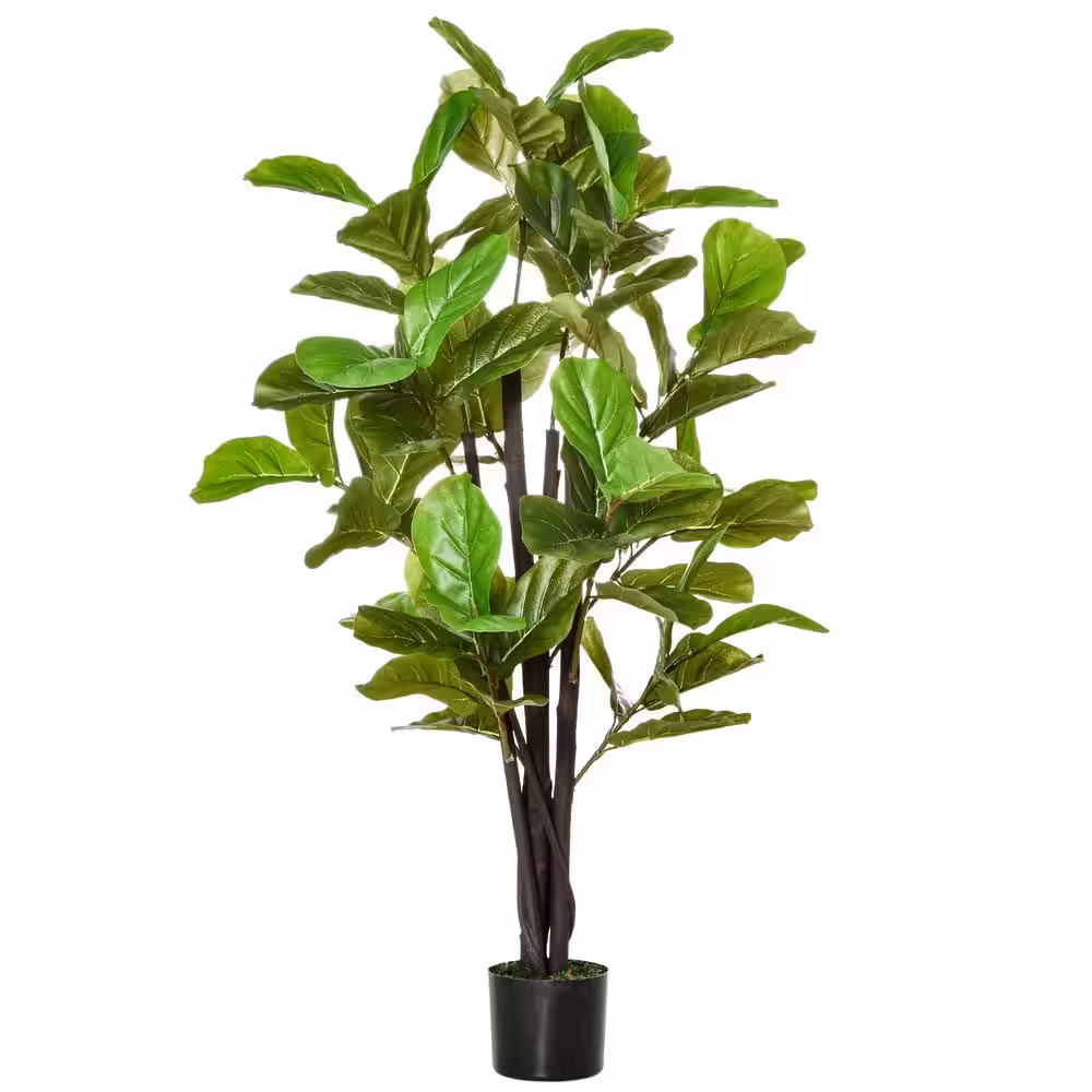 HOMCOM 4 .5 ft. Green Artificial Fiddle Leaf Fig Tree in Pot