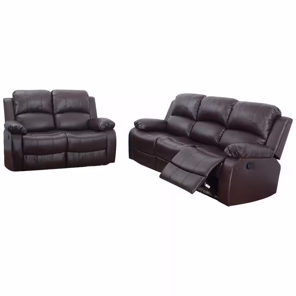 Star Home Living Espresso Brown 2-Piece Leather Living Room Set