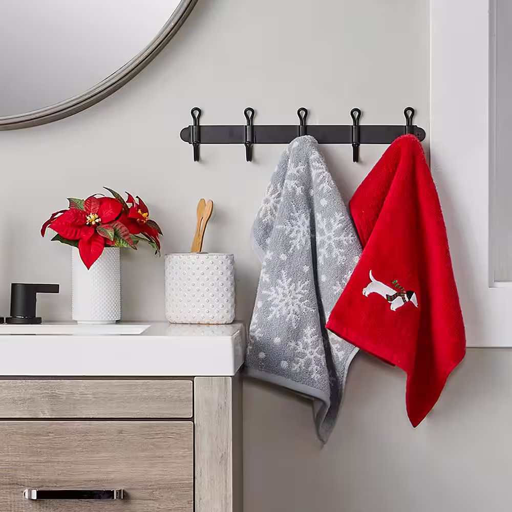 SKL Home Snow Many Dachshund 2 Piece Hand Towel, red, cotton