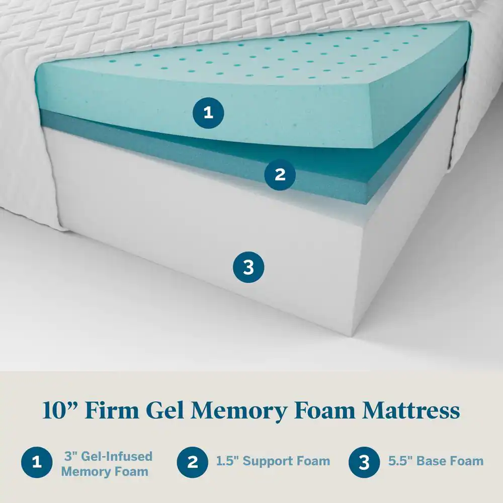 Lucid Comfort Collection 10 in. Firm Gel Memory Foam Tight Top Queen Mattress