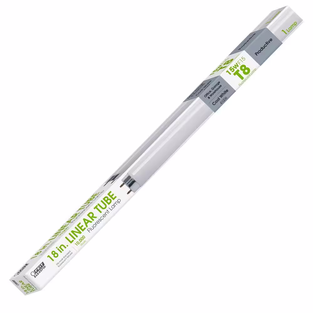 Feit Electric 15-Watt 18 in. T8 G13 Linear Fluorescent Tube Light Bulb, Cool White 4100K (1-Pack)