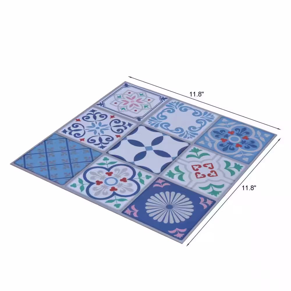 Art3d Talavera Mexican 12 in. x 12 in. Vinyl Peel and Stick Self-Adhesive Mosaic Wall Tile Backsplash (5-Tiles)