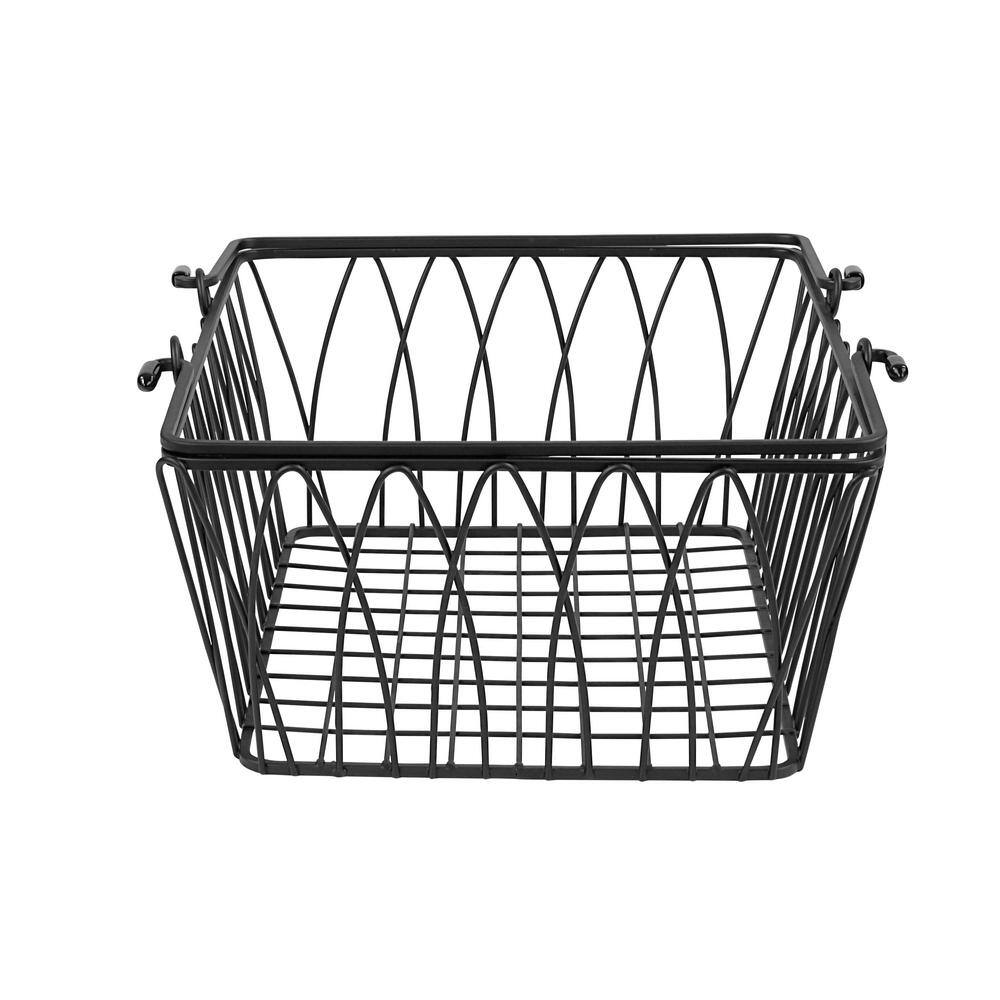 Spectrum 5.25 in. H x 11 in. W Black Steel 1-Drawer Wide Mesh Wire Basket