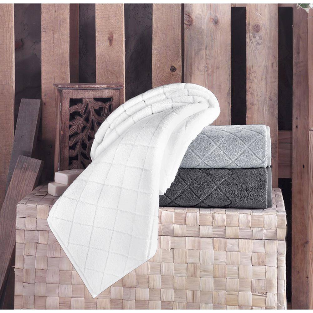 None Gracious 4-Piece Silver Turkish Cotton Hand Towels