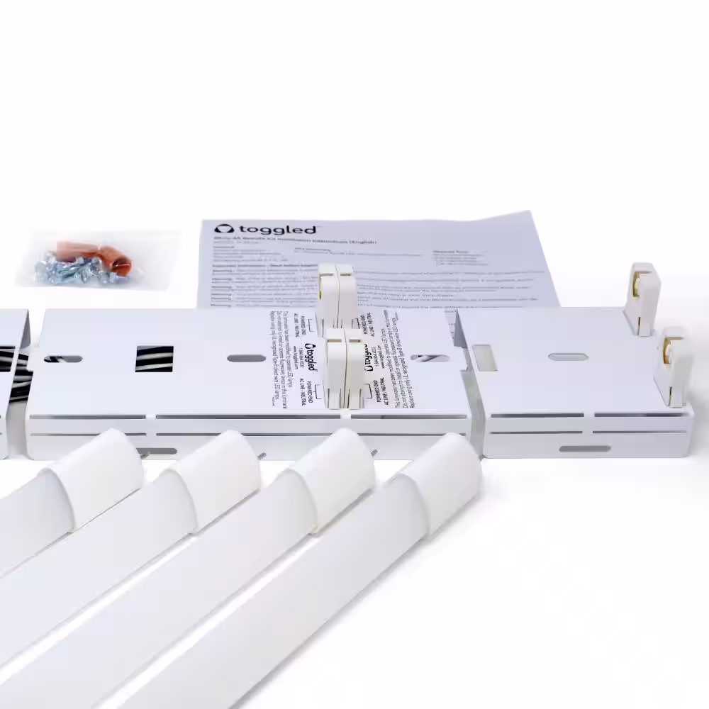toggled 4 ft. Ultra High Output Linear LED Tube Retrofit Conversion Kit Replaces 8 ft. T8/T12 16,000 -Lumens 6500K (4-Pack)