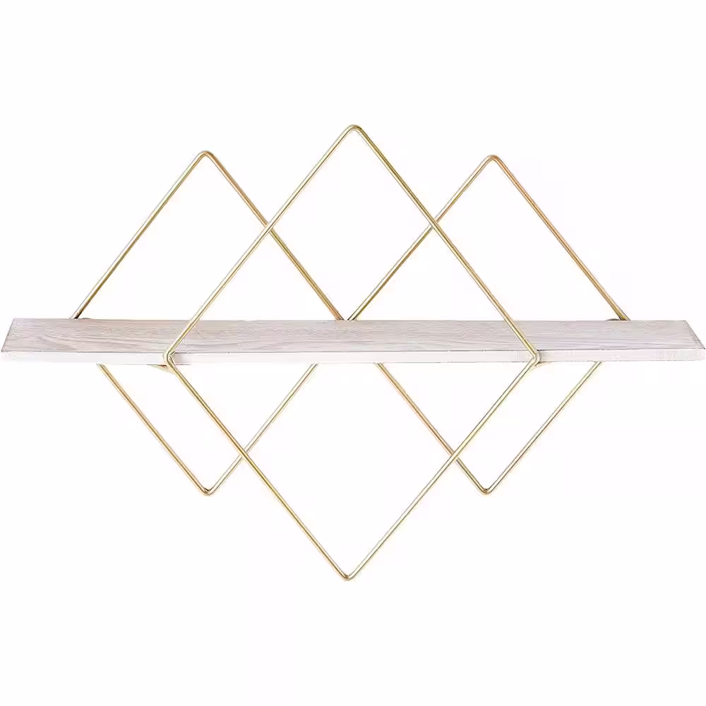 None Geometric Wood Storage Handmade Floating Wall Mounted Corner Shelf