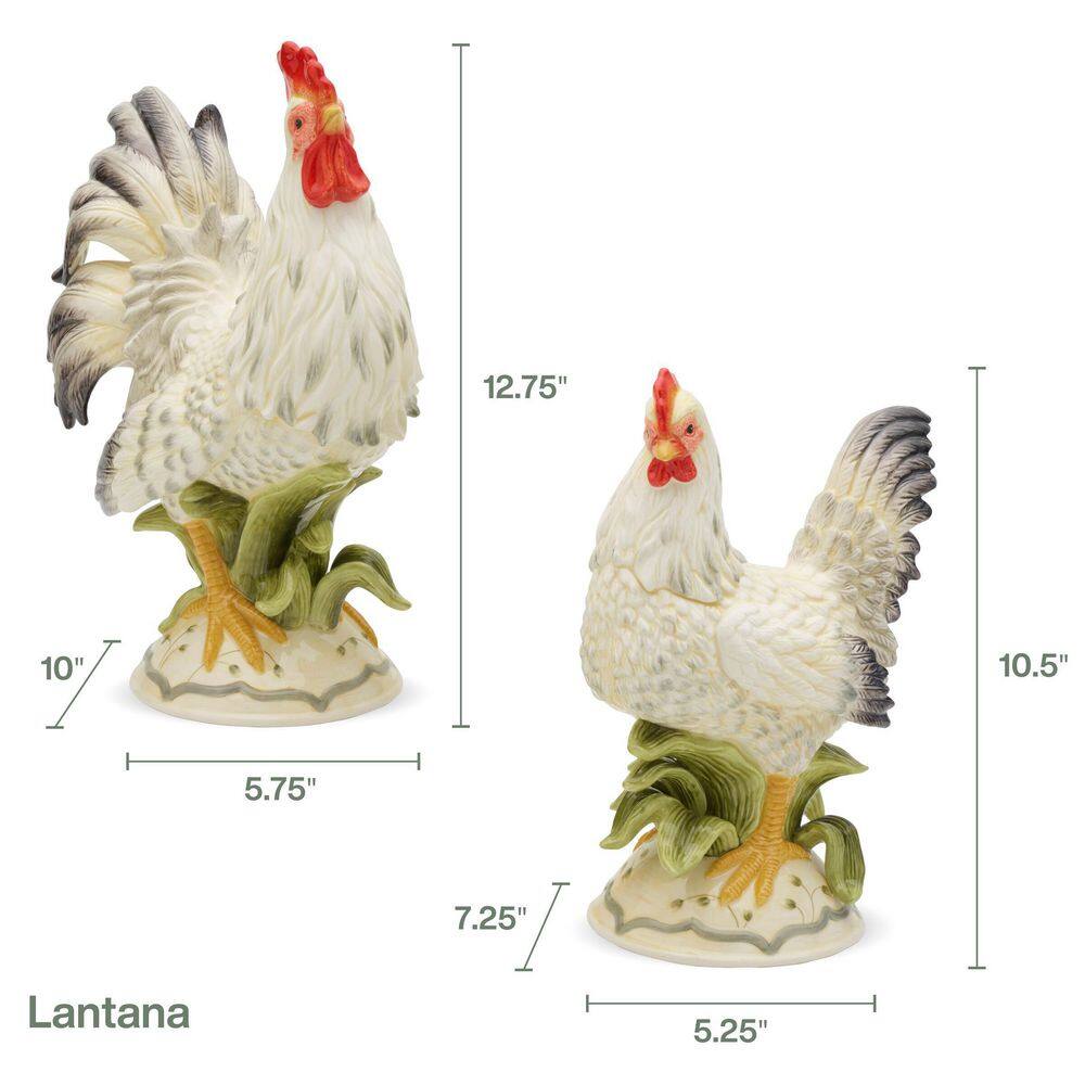 FITZ and FLOYD Lantana Hen and Rooster Figurine, 15 in.