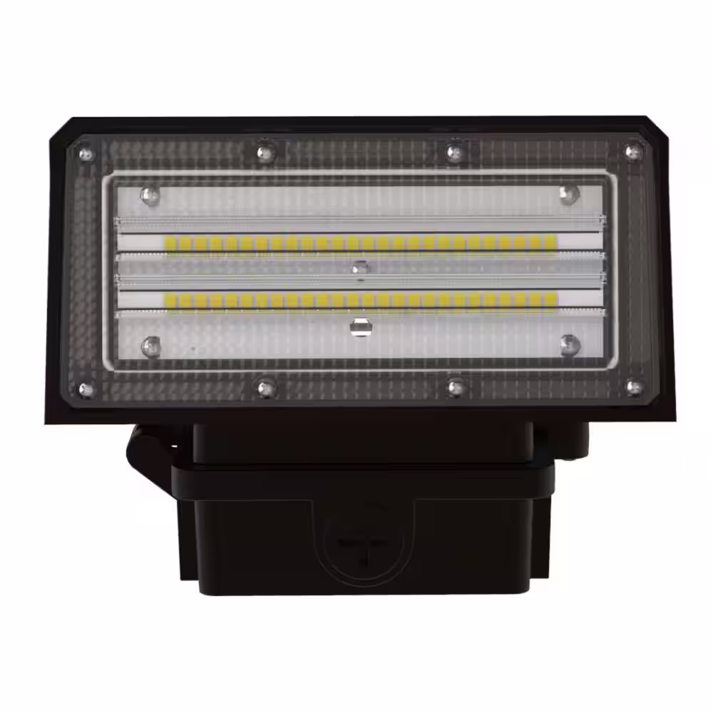 J&H LED 80-Watt Equivalent Integrated LED Black Adjustable Head Outdoor Wall Pack Light, 1440 Lumens, 5000K