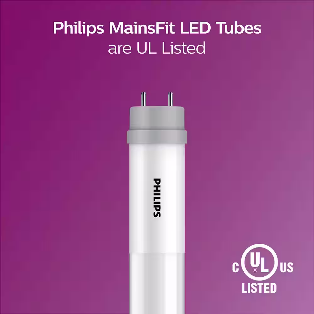 Philips 32-Watt Equivalent 4 ft. Linear T8 MainsFit Ballast Bypass LED Tube Light Bulb Cool White 4000K (10-Pack)