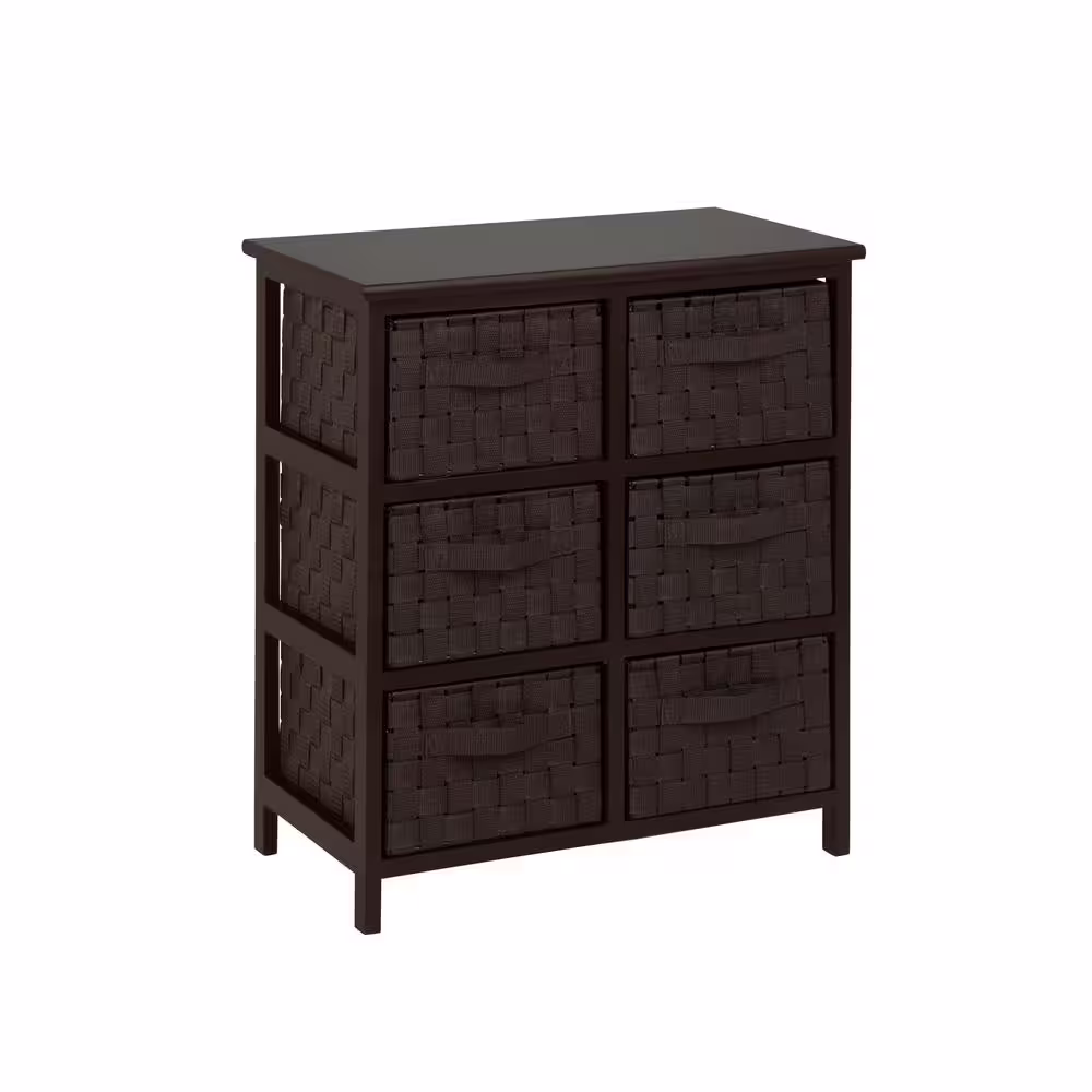 Honey-Can-Do 24.2 in. H x 11.93 in. W x 21.54 in. D Brown Wood 6-Cube Organizer