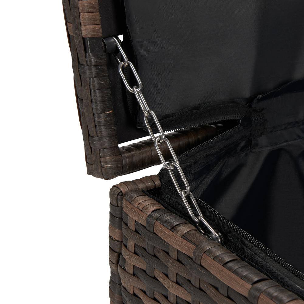 None 6-Piece Wicker Patio Conversation Set with Orange Cushions and Storage Boxs