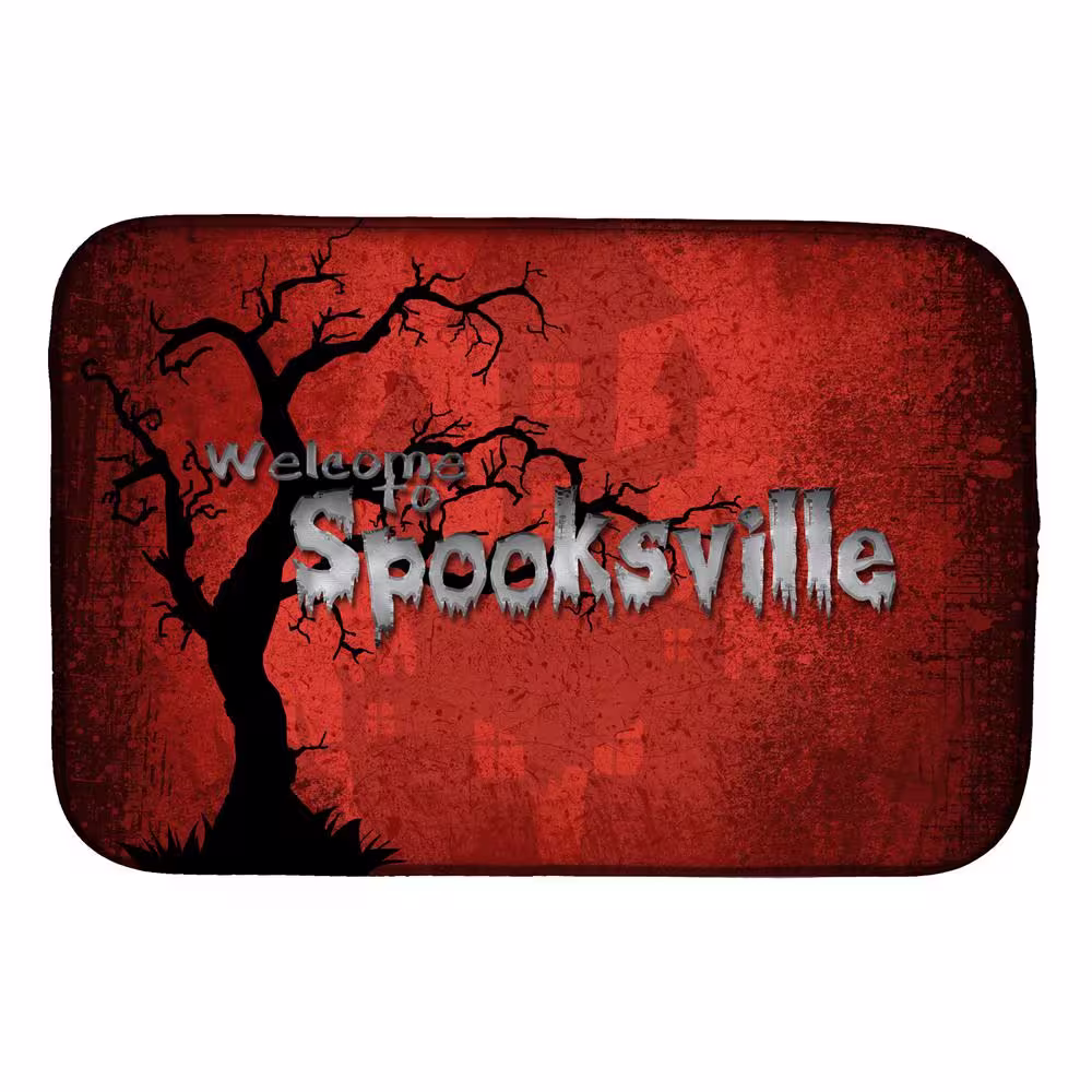 Caroline's Treasures 14 in. x 21 in. Welcome to Spooksville Halloween Dish Drying Mat