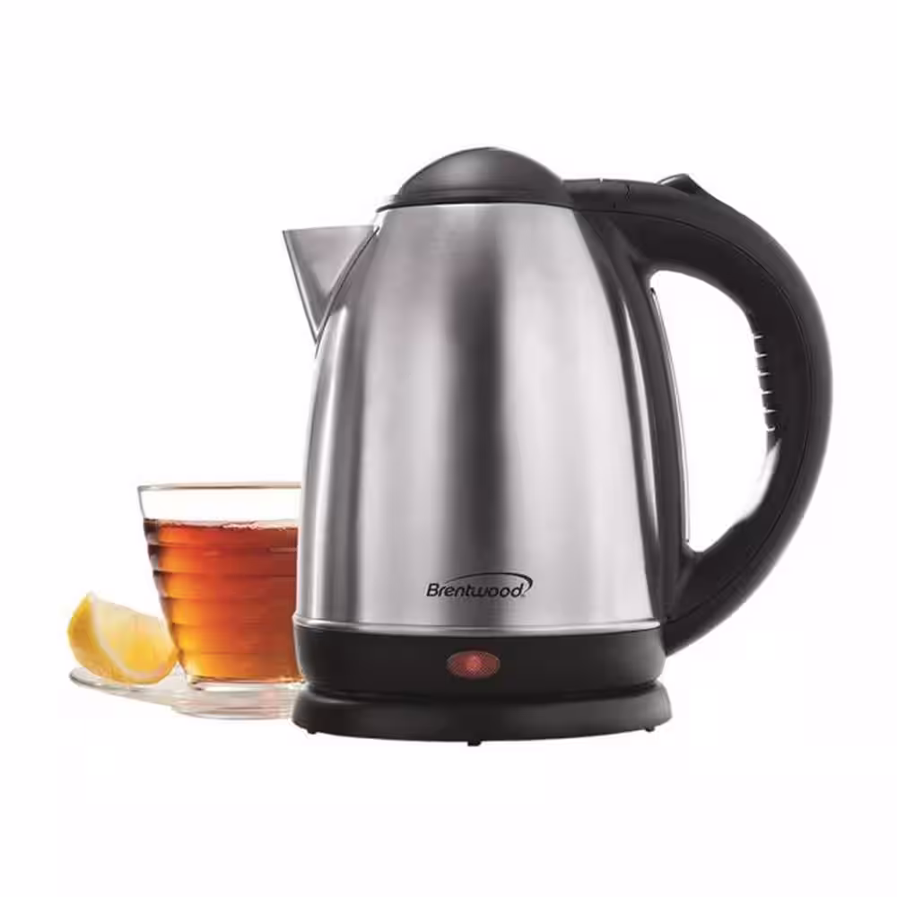 Brentwood 1-Cup 1000-Watt 1.7 L Stainless Steel Electric Cordless Tea Kettle with Brushed
