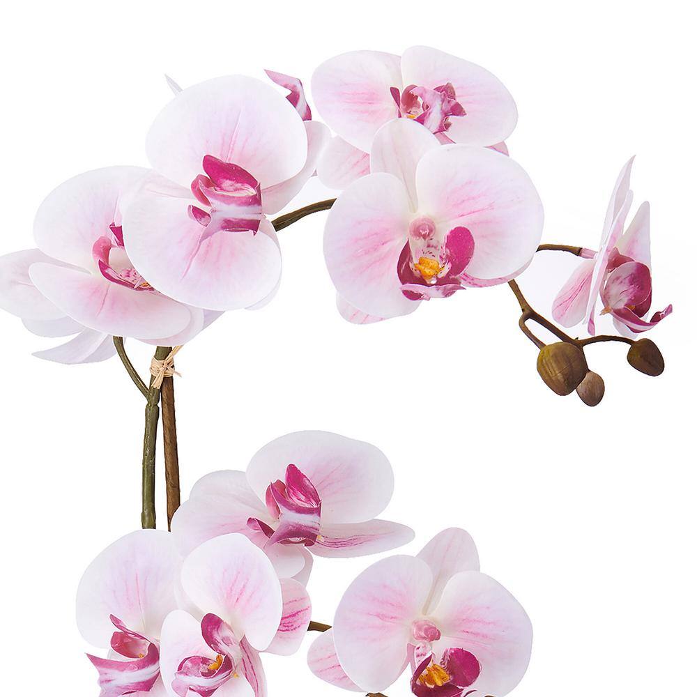 Mikasa Real Touch 22- Inch-Pink Artificial Phalaenopsis Orchid, in Silver Texture Ceramic Pot