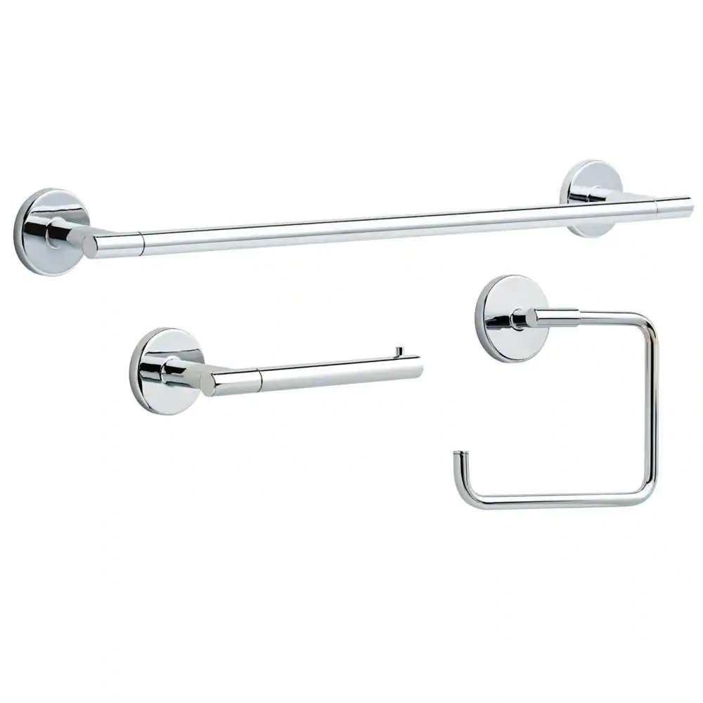 Delta Lyndall 3-Piece Bath Hardware Set with Towel Ring Toilet Paper Holder and 24 in. Towel Bar in Chrome