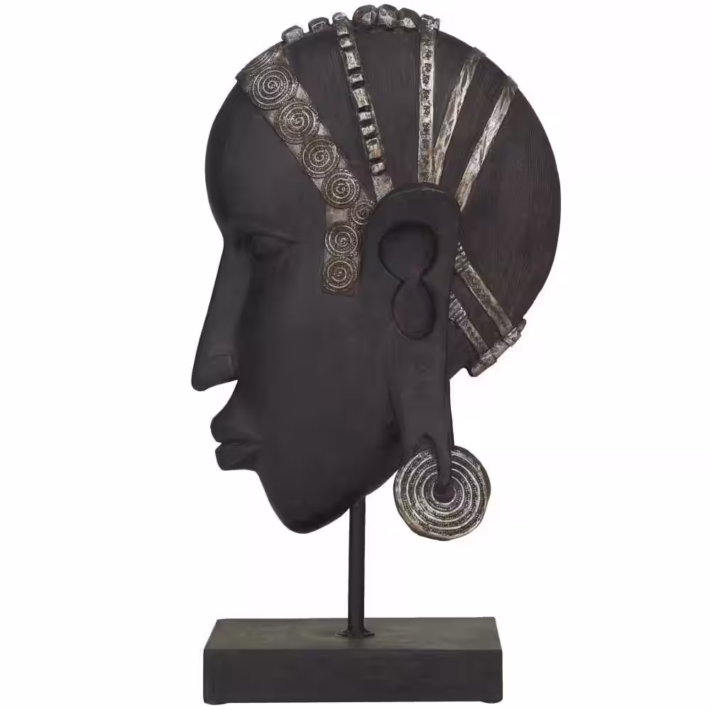 Litton Lane Black Polystone African Woman Sculpture