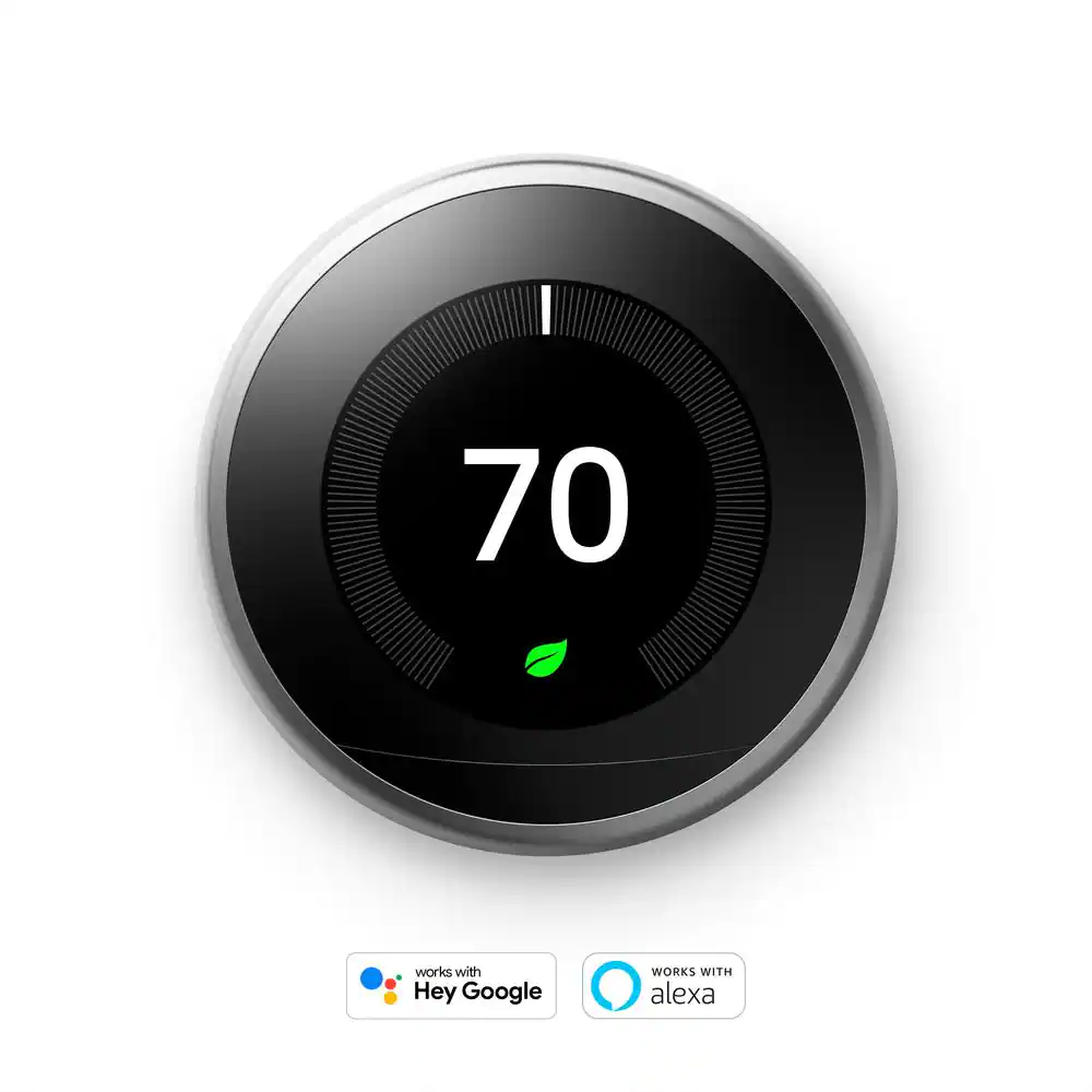 Google Nest Learning Thermostat - Smart Wi-Fi Thermostat - Stainless Steel